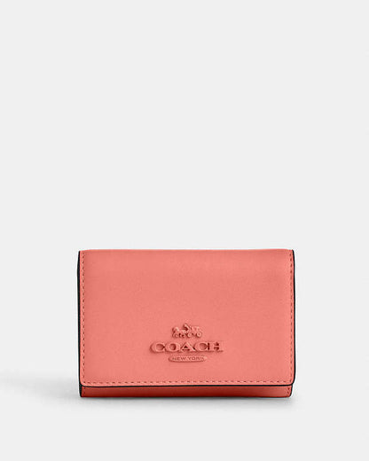Micro Wallet Leather-Gold-Bright Coral Leather-Gold-Bright Coral