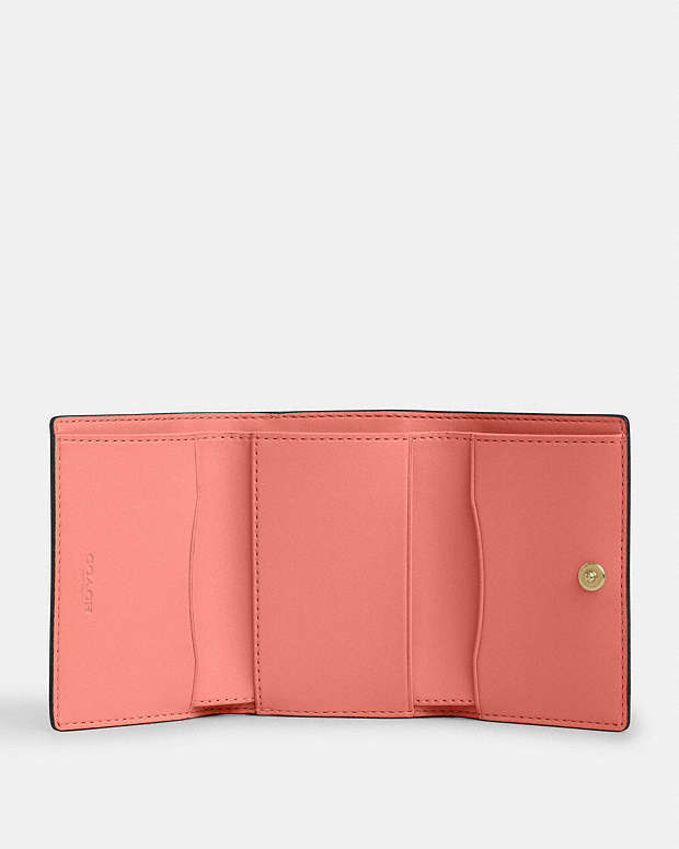 Micro Wallet Leather-Gold-Bright Coral Leather-Gold-Bright Coral