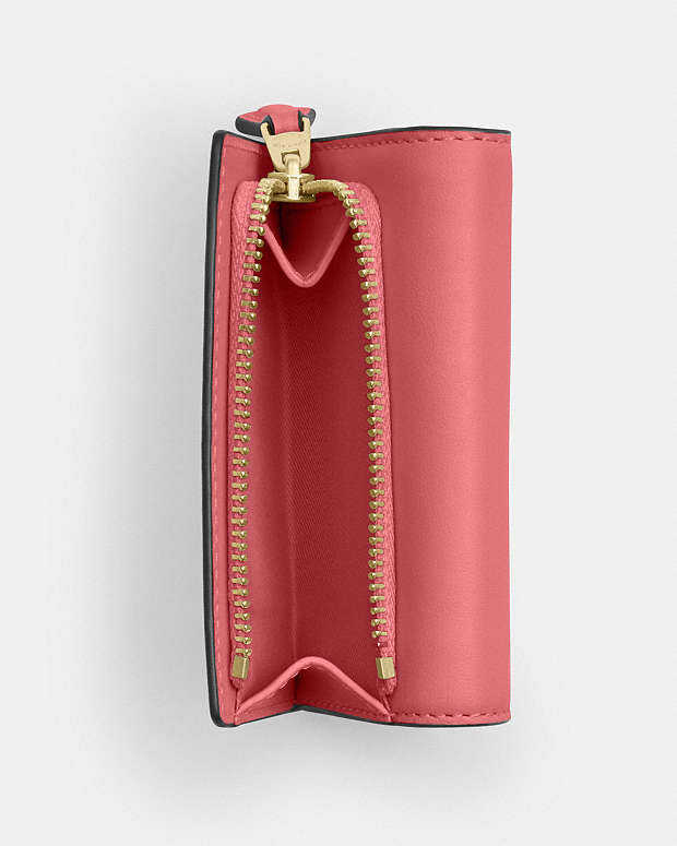 Micro Wallet Leather-Gold-Bright Coral Leather-Gold-Bright Coral