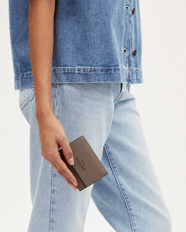 Micro Wallet Leather-Gold-Dark Stone Leather-Gold-Dark Stone