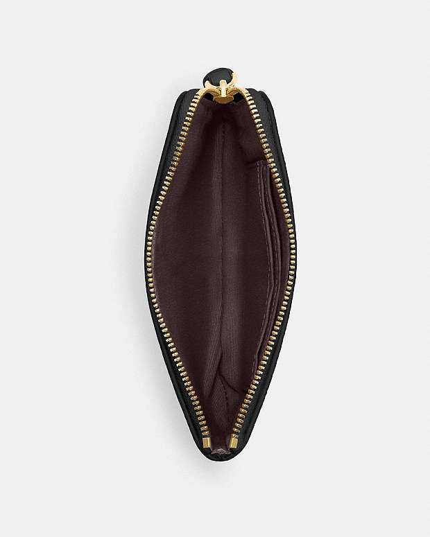 Corner Zip Wristlet Pebbled Leather-Gold-Black Pebbled Leather-Gold-Black