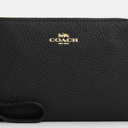 Coach Corner Zip Wristlet Gold/Black