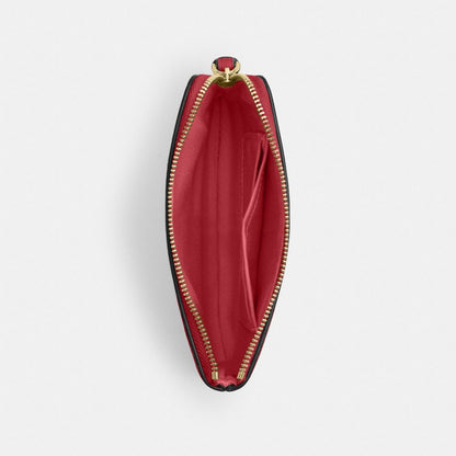 Coach Corner Zip Wristlet Gold True Red