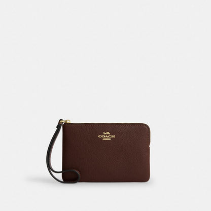 Coach Corner Zip Wristlet Gold/Maple