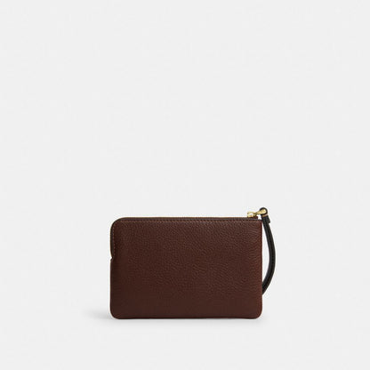 Coach Corner Zip Wristlet Gold/Maple