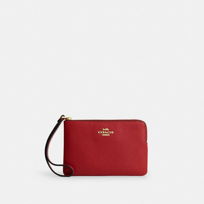 Coach Corner Zip Wristlet Gold/Poppy