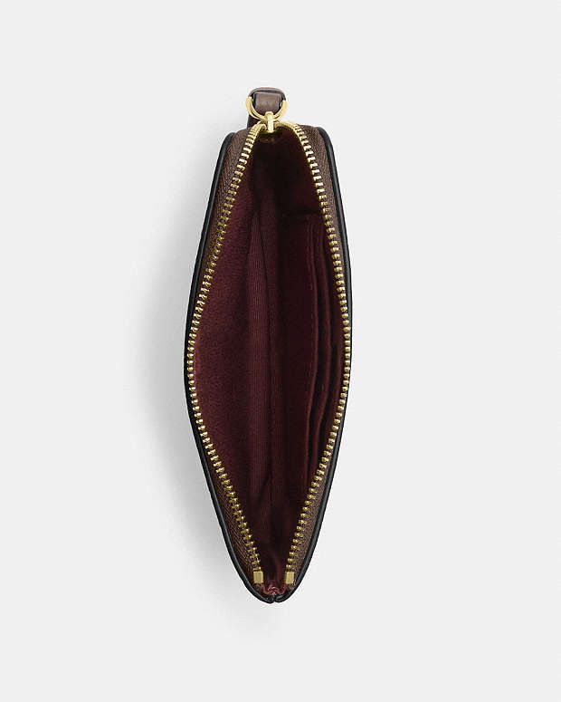 Corner Zip Wristlet Pebbled Leather-Gold-Dark Stone Pebbled Leather-Gold-Dark Stone
