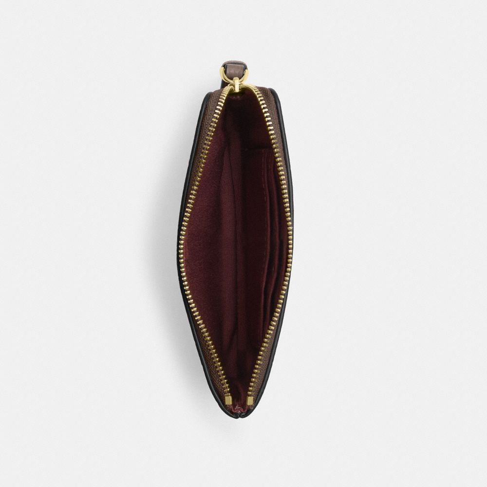 Corner Zip Wristlet Pebbled Leather-Gold-Dark Stone Pebbled Leather-Gold-Dark Stone