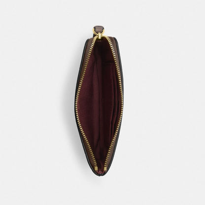 Coach Corner Zip Wristlet Gold Dark Stone