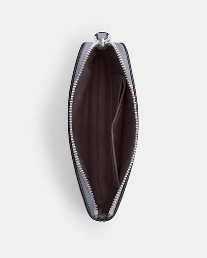 Corner Zip Wristlet Pebbled Leather-Silver-Mist Pebbled Leather-Silver-Mist