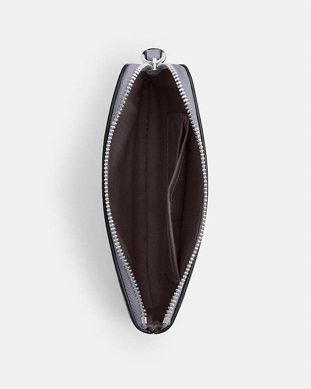 Corner Zip Wristlet Pebbled Leather-Silver-Mist Pebbled Leather-Silver-Mist