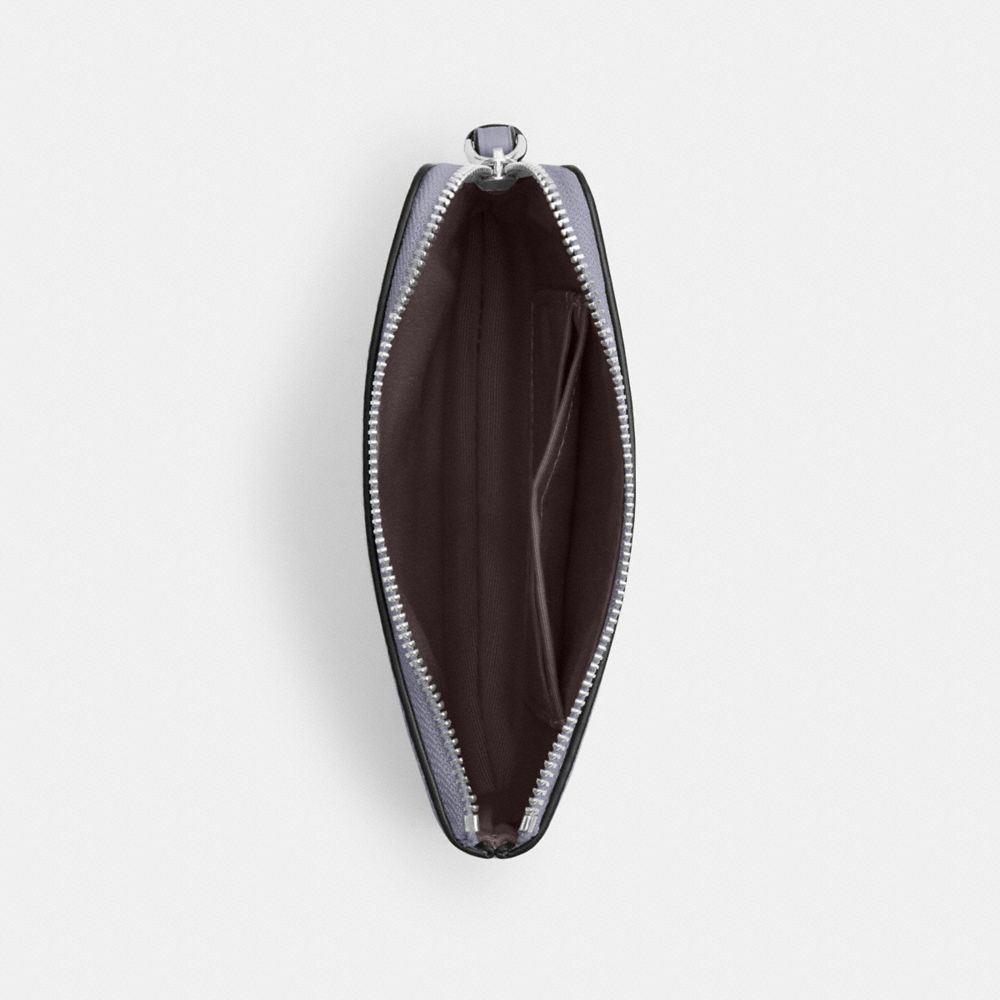 Corner Zip Wristlet Pebbled Leather-Silver-Mist Pebbled Leather-Silver-Mist