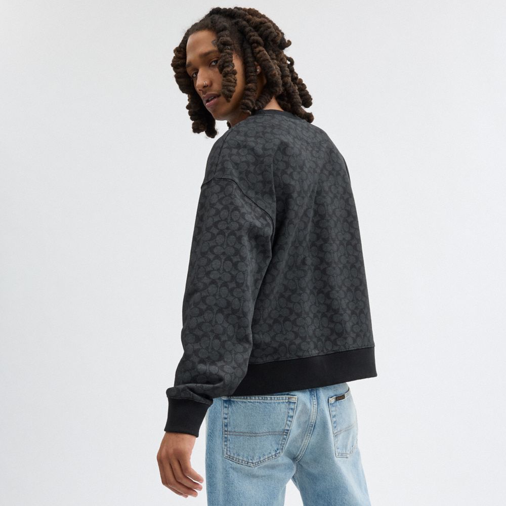 Coach Essential Signature Crewneck Charcoal Signature