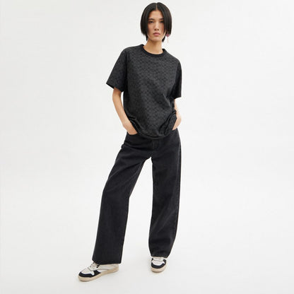 Coach Signature T Shirt Charcoal Signature