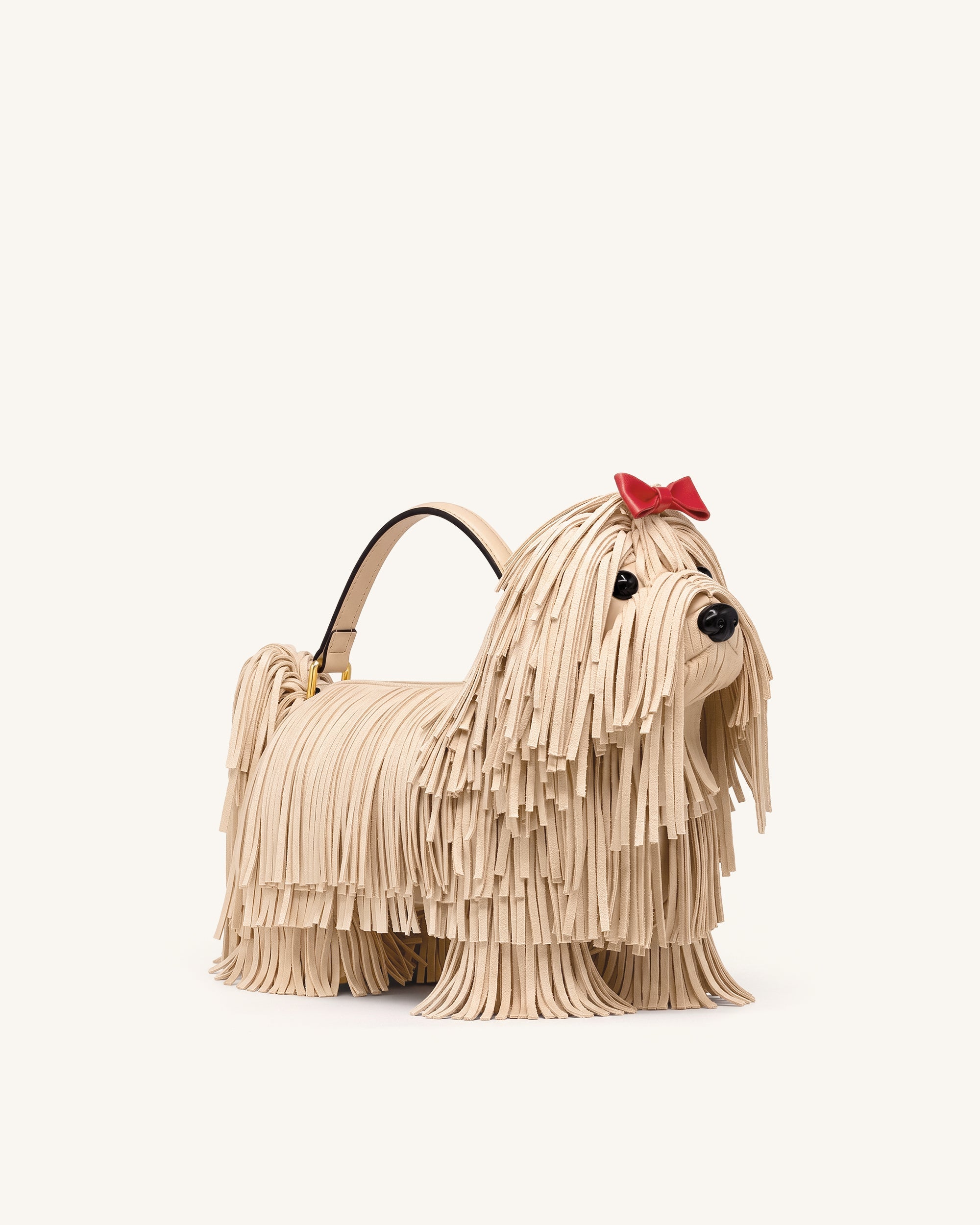 Jw Pei Coco Shaggy Dog Shaped Handle Bag Apricot