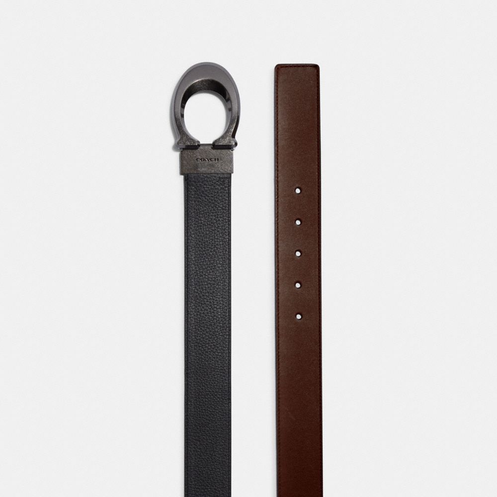 Signature Buckle Cut To Size Reversible Belt, 38 Mm Gunmetal-Black-Dark Saddle Gunmetal-Black-Dark Saddle