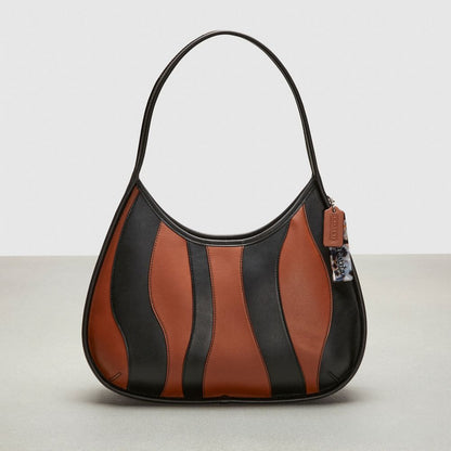 Coach Ergo Bag With Wavy Stripe In Upcrafted Leather Black Saddle