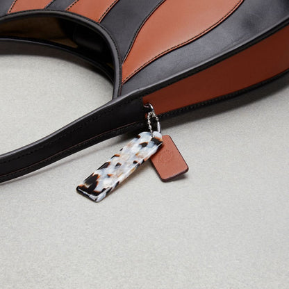 Coach Ergo Bag With Wavy Stripe In Upcrafted Leather Black Saddle
