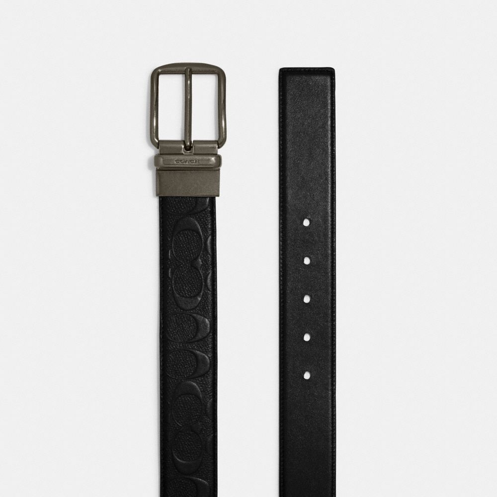 Harness Buckle Cut To Size Reversible Belt, 38 Mm Smooth Leather-Black Smooth Leather-Black