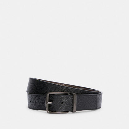 Coach Boxed Harness Buckle Cut To Size Reversible Belt, 38 Mm Black Dark Brown