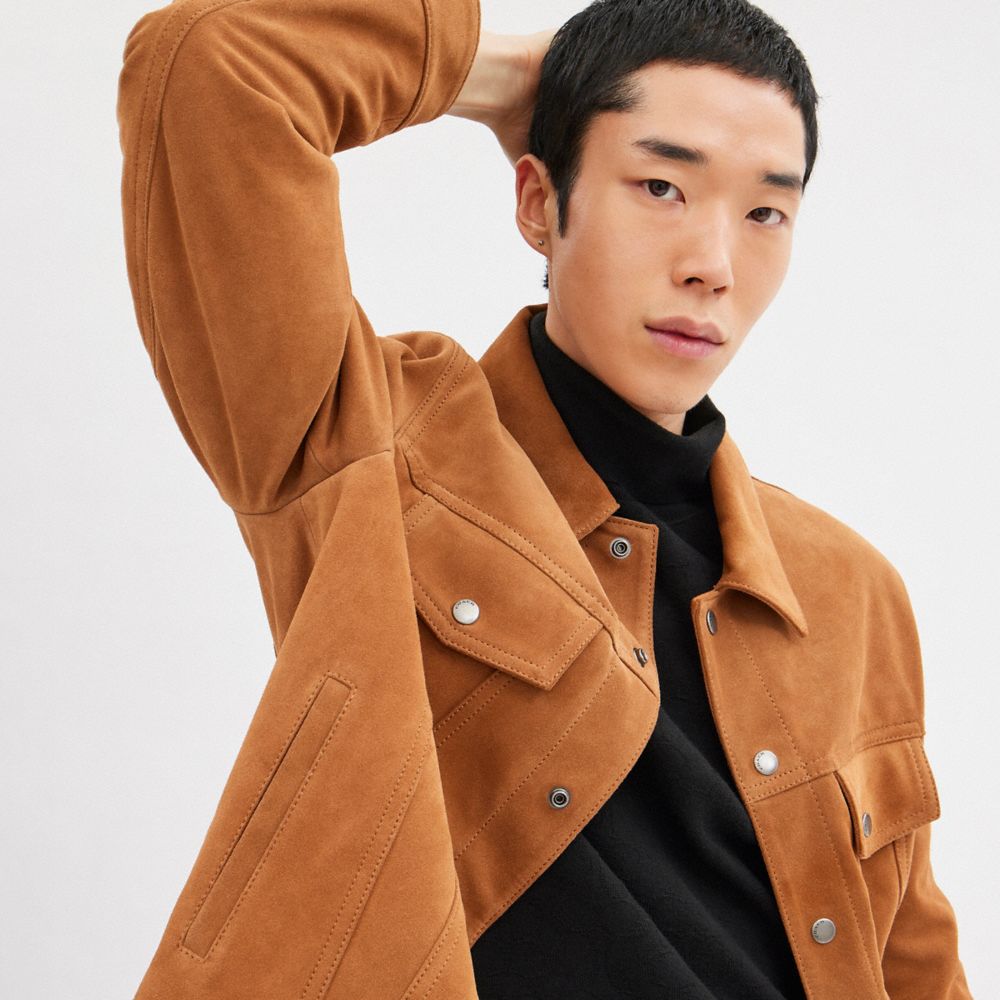 Coach Suede Leather Jacket Tan