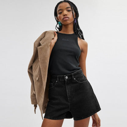 Coach Denim Shorts In Organic Cotton Black
