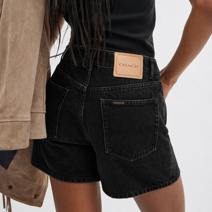 Coach Denim Shorts In Organic Cotton Black