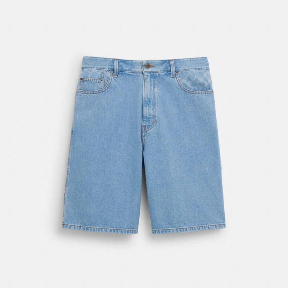 Coach Signature Denim Shorts Light Wash