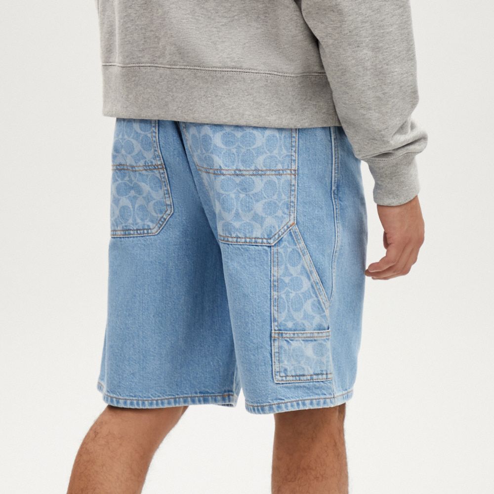 Coach Signature Denim Shorts Light Wash