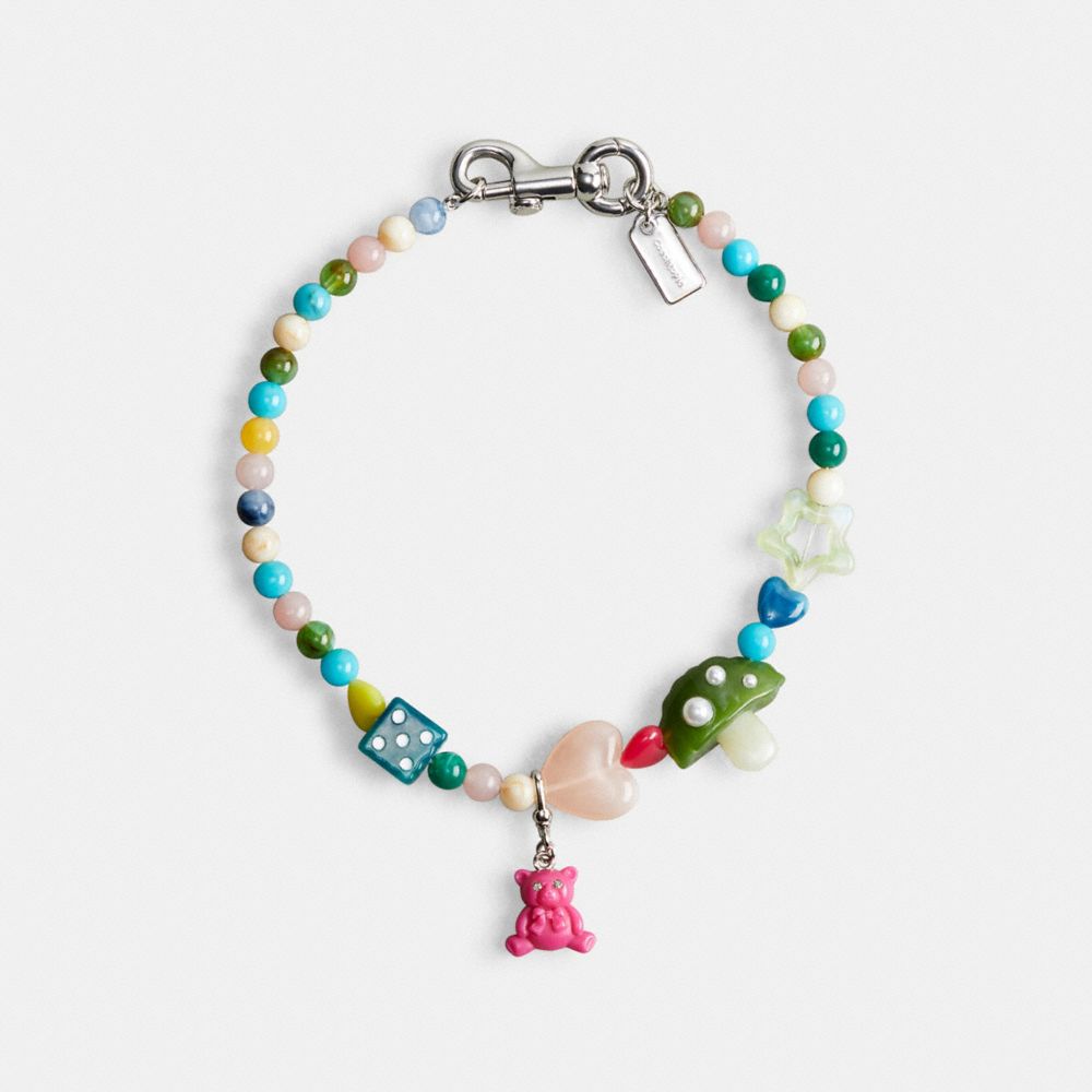 Coach Charm Necklace In Recycled Materials Metal Multi.