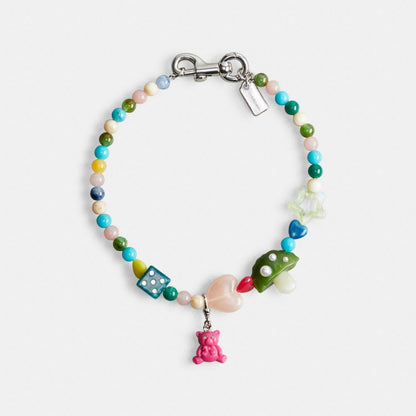 Coach Charm Necklace In Recycled Materials Metal Multi.