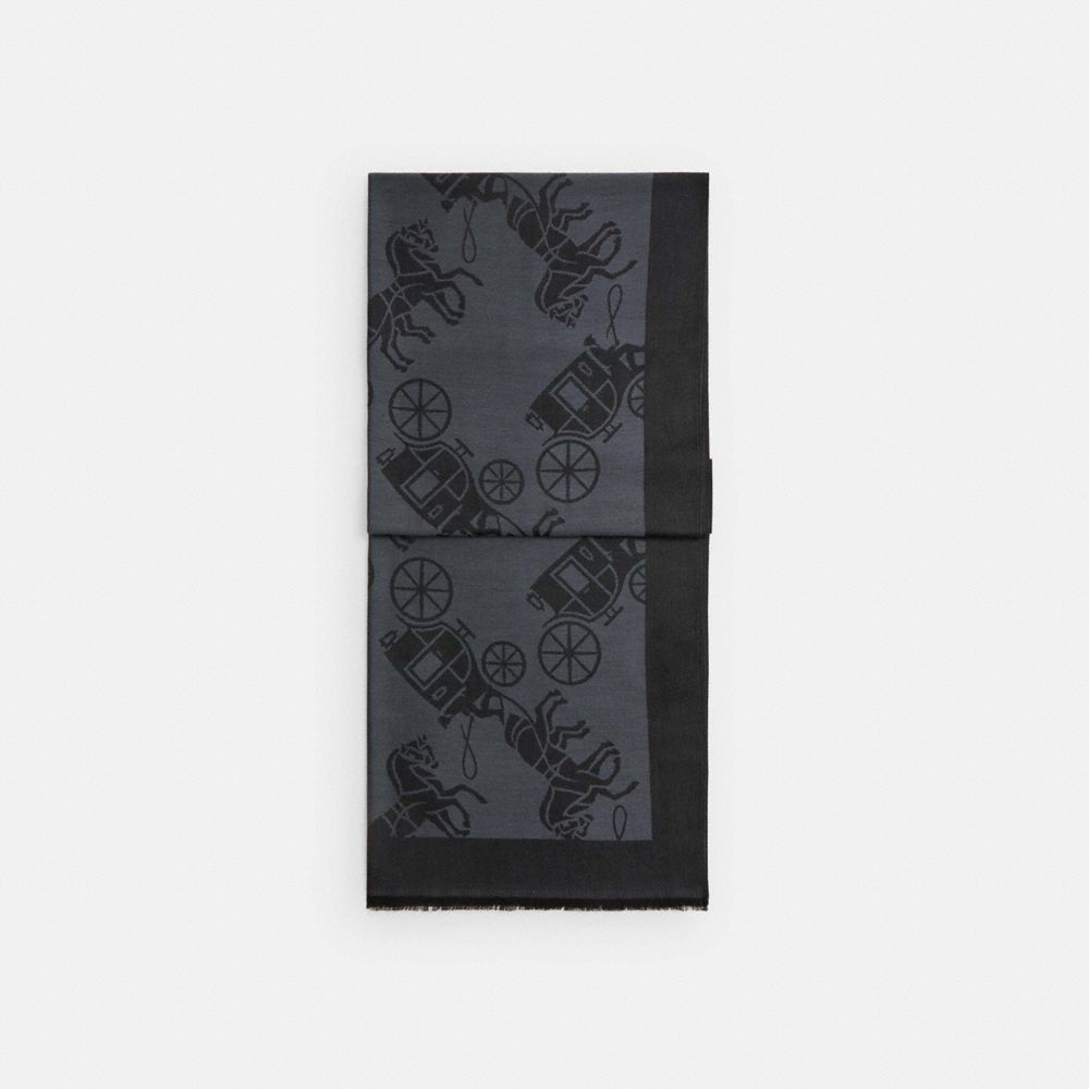 Coach Horse And Carriage Print Stole Black