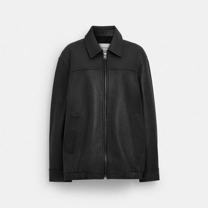 Coach Oversized Leather Jacket Black