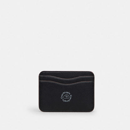 Coach Wavy Card Case In Coachtopia Leather With Caterpillar Print Black