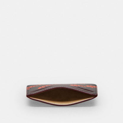 Coach Wavy Card Case In Coachtopia Leather With Caterpillar Print Black
