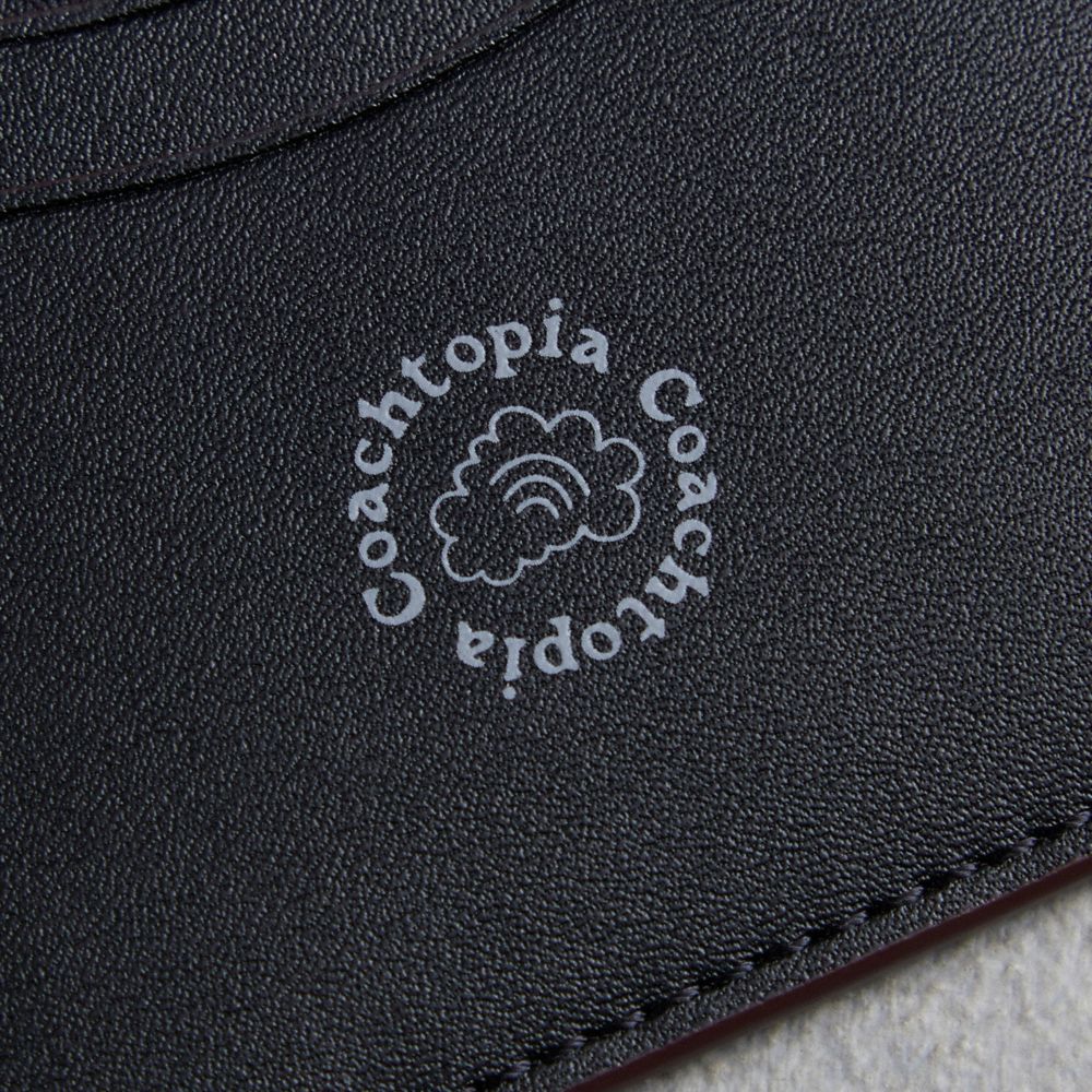 Coach Wavy Card Case In Coachtopia Leather With Caterpillar Print Black