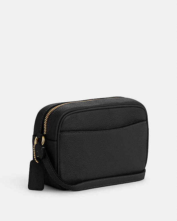 Mini Jamie Camera Bag Pebbled Leather-Gold-Black Pebbled Leather-Gold-Black