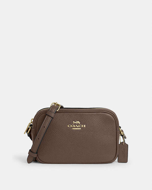 Mini Jamie Camera Bag Pebbled Leather-Gold-Dark Stone Pebbled Leather-Gold-Dark Stone