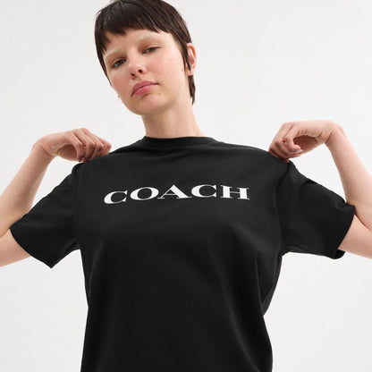 Coach Signature T Shirt In Organic Cotton Black