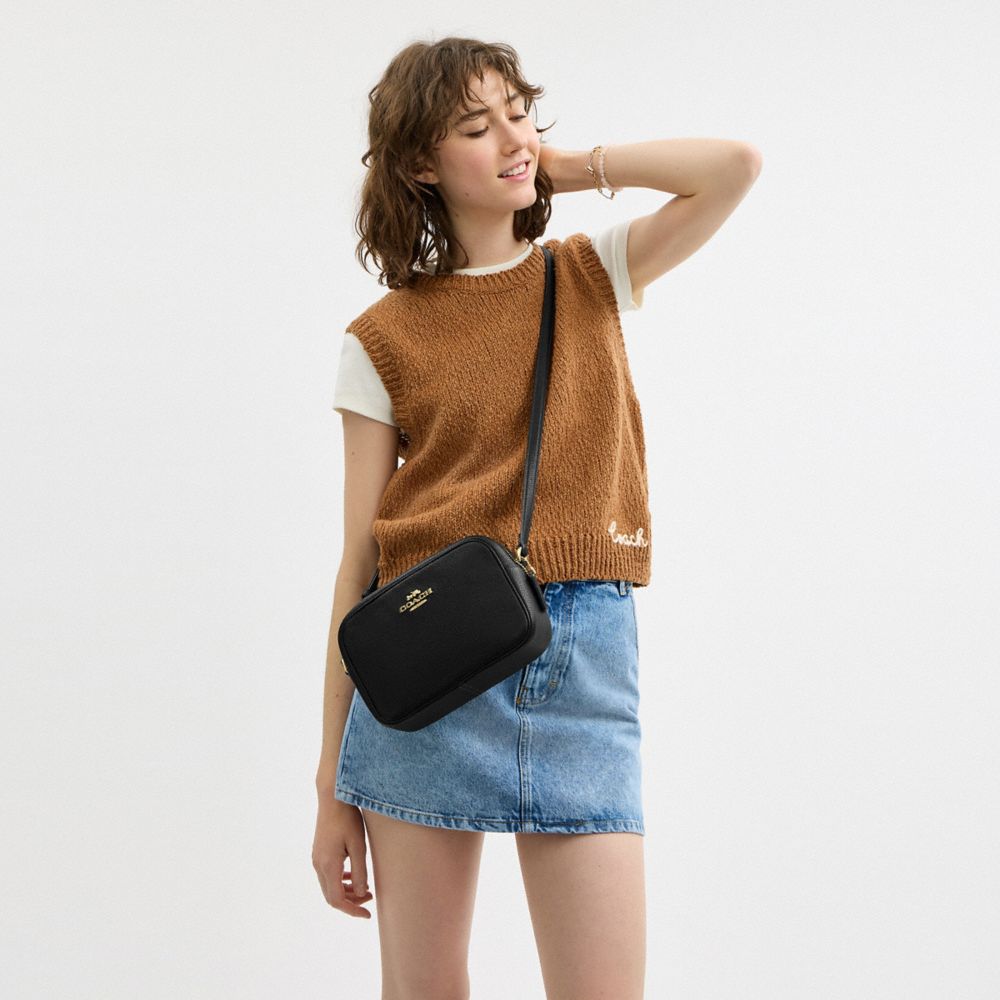 Jamie Camera Bag Pebbled Leather-Gold-Black Pebbled Leather-Gold-Black