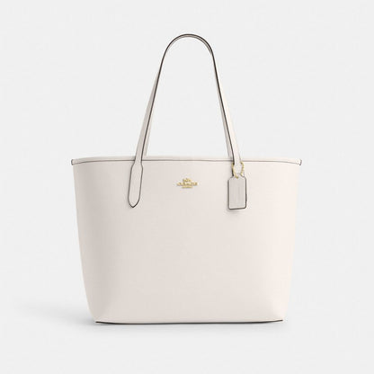 City Tote Bag Pebbled Leather-Gold-Chalk Pebbled Leather-Gold-Chalk