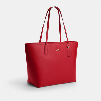Coach City Tote Bag Gold Bright Cardinal