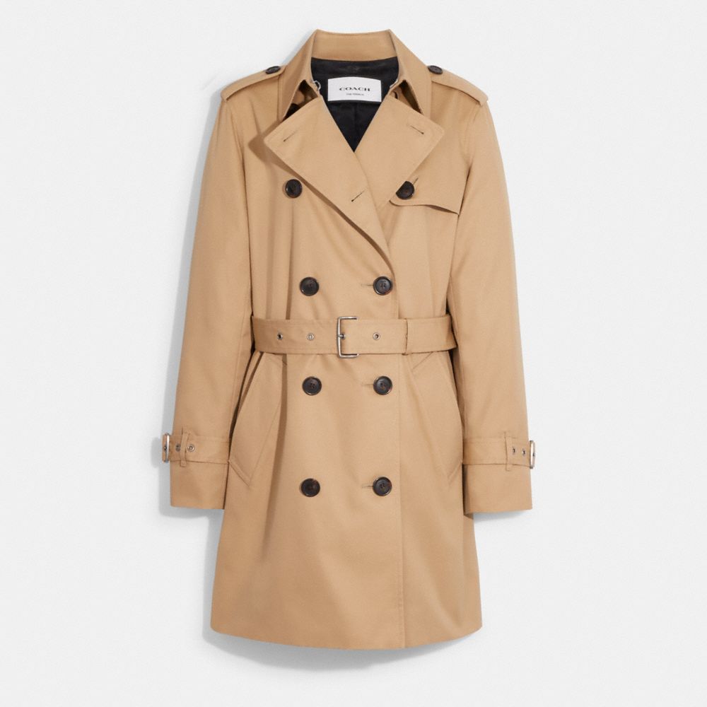 Coach Solid Mid Trench Classic Khaki