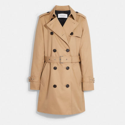 Coach Solid Mid Trench Classic Khaki