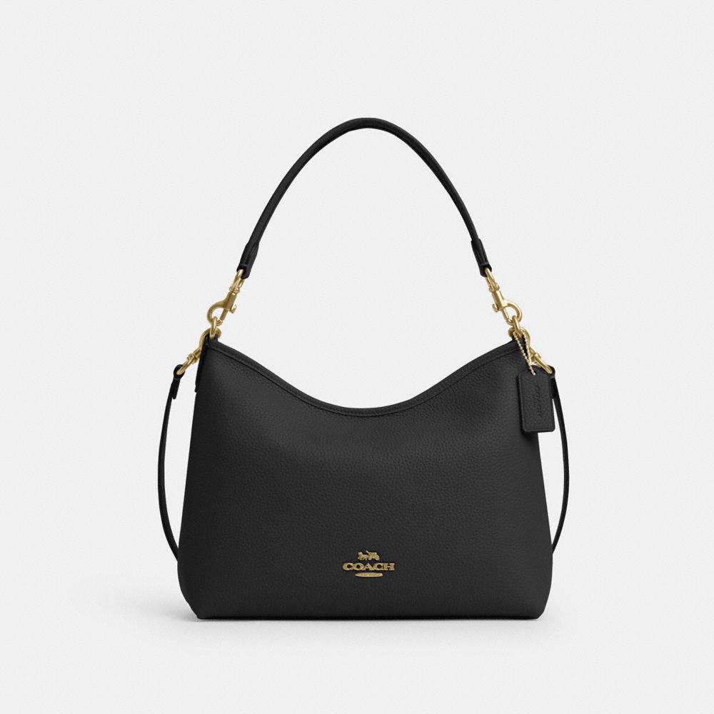 Laurel Shoulder Bag Pebbled Leather-Gold-Black Pebbled Leather-Gold-Black