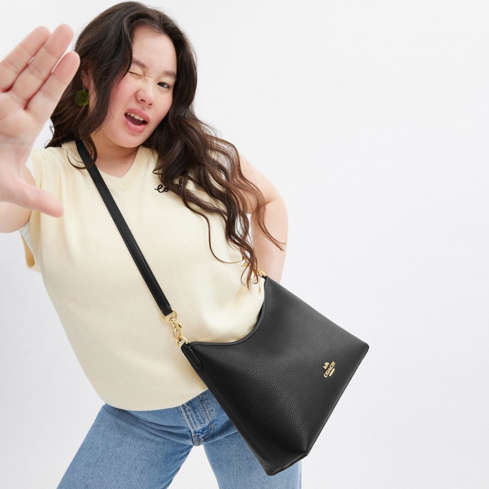Laurel Shoulder Bag Pebbled Leather-Gold-Black Pebbled Leather-Gold-Black