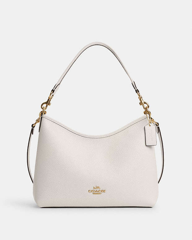 Laurel Shoulder Bag Pebbled Leather-Gold-Chalk Pebbled Leather-Gold-Chalk