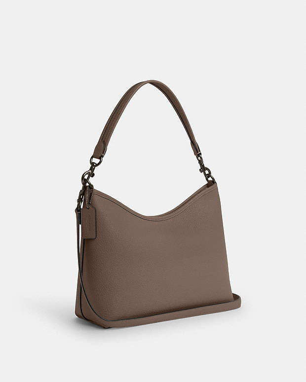 Laurel Shoulder Bag Pebbled Leather-Qb-Dark Stone Pebbled Leather-Qb-Dark Stone