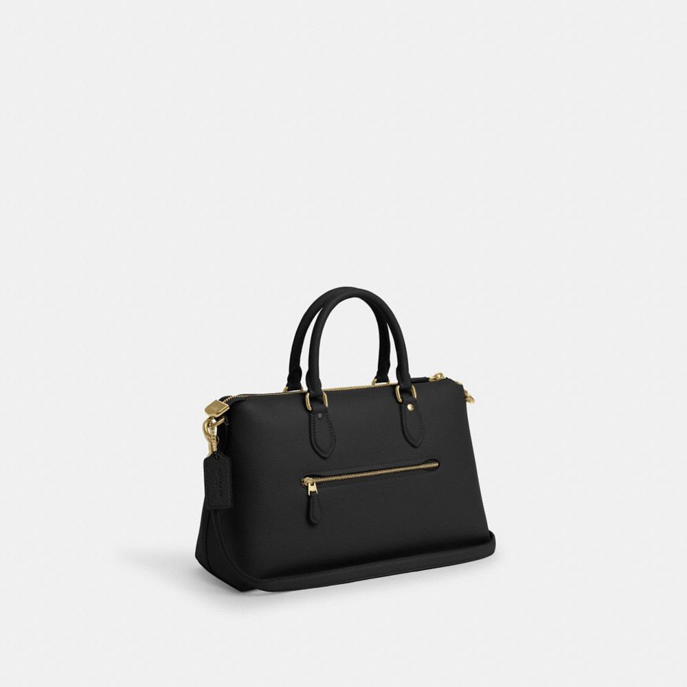 Georgia Satchel Bag Pebbled Leather-Gold-Black Pebbled Leather-Gold-Black