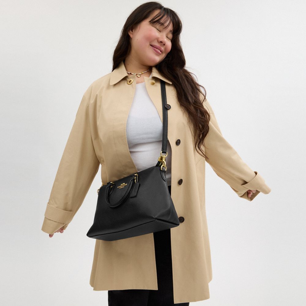 Georgia Satchel Bag Pebbled Leather-Gold-Black Pebbled Leather-Gold-Black